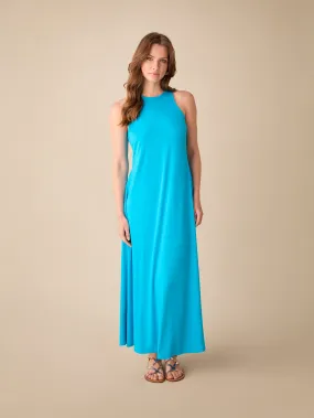 Petite Blue Jersey Racer Maxi Dress