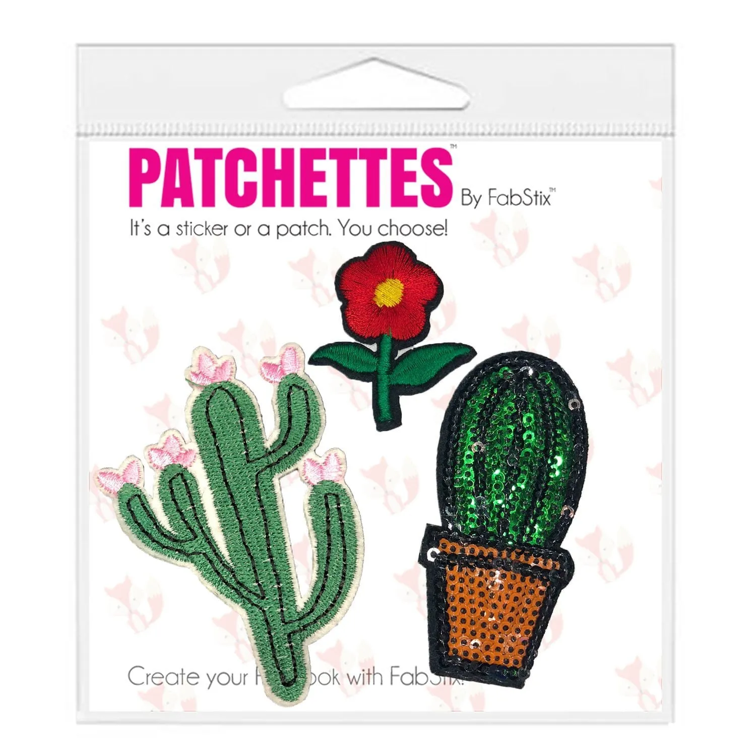 Pretty Prickly Iron-On Patchette and Sticker Pack