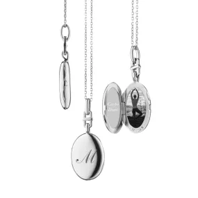 Slim "Eve" Sterling Silver Engraved Locket Necklace