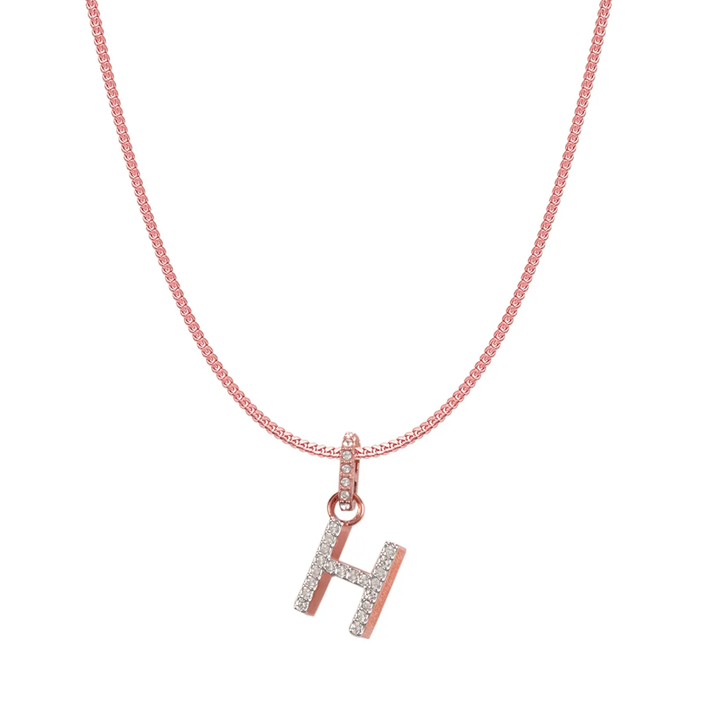 SWAROVSKI REMIX COLLECTION H WHITE CHARM IN ROSE-GOLD TONE PLATED