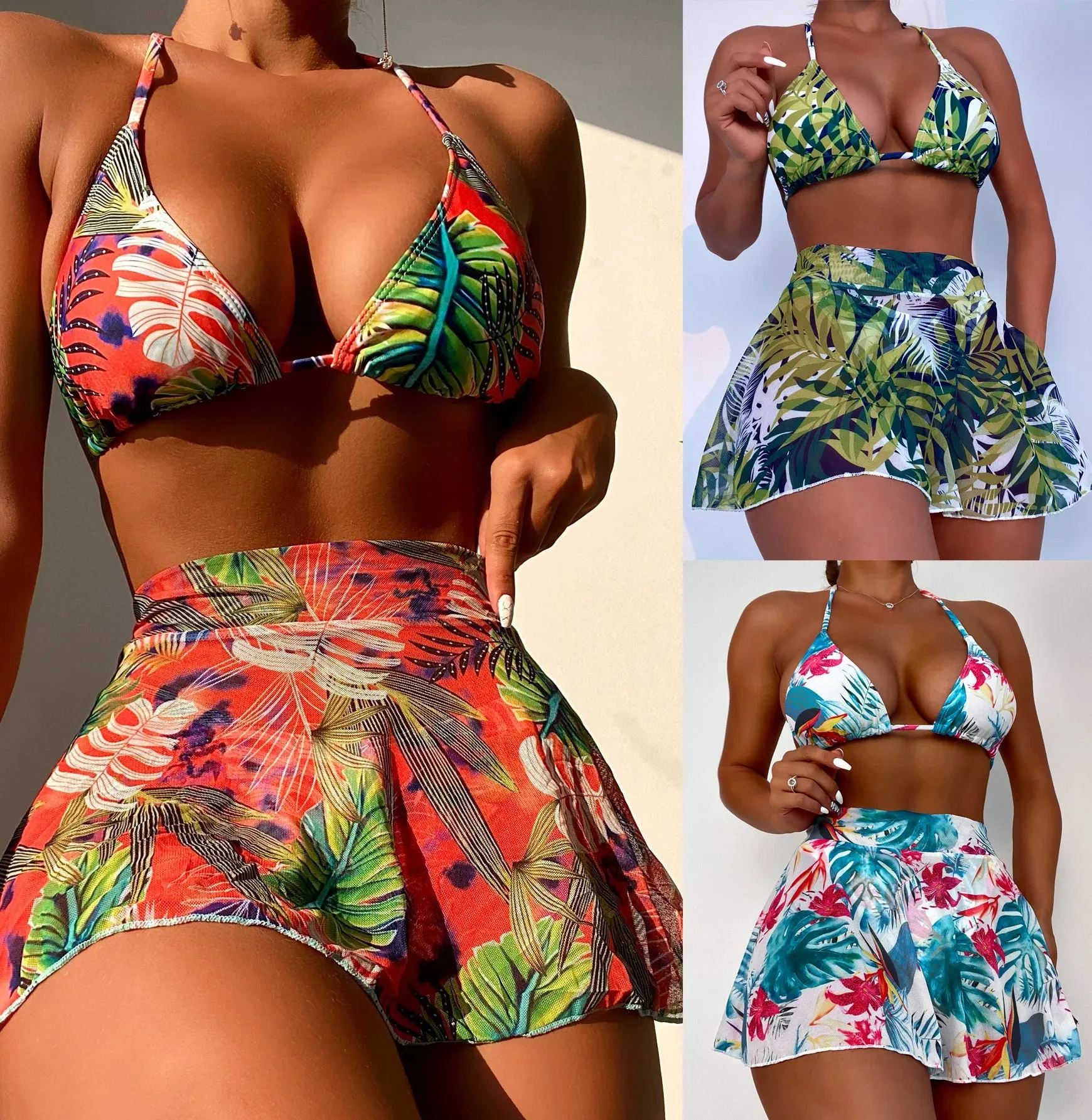 Trend Women Swimwear 3-Piece High Waist Swimsuit Set