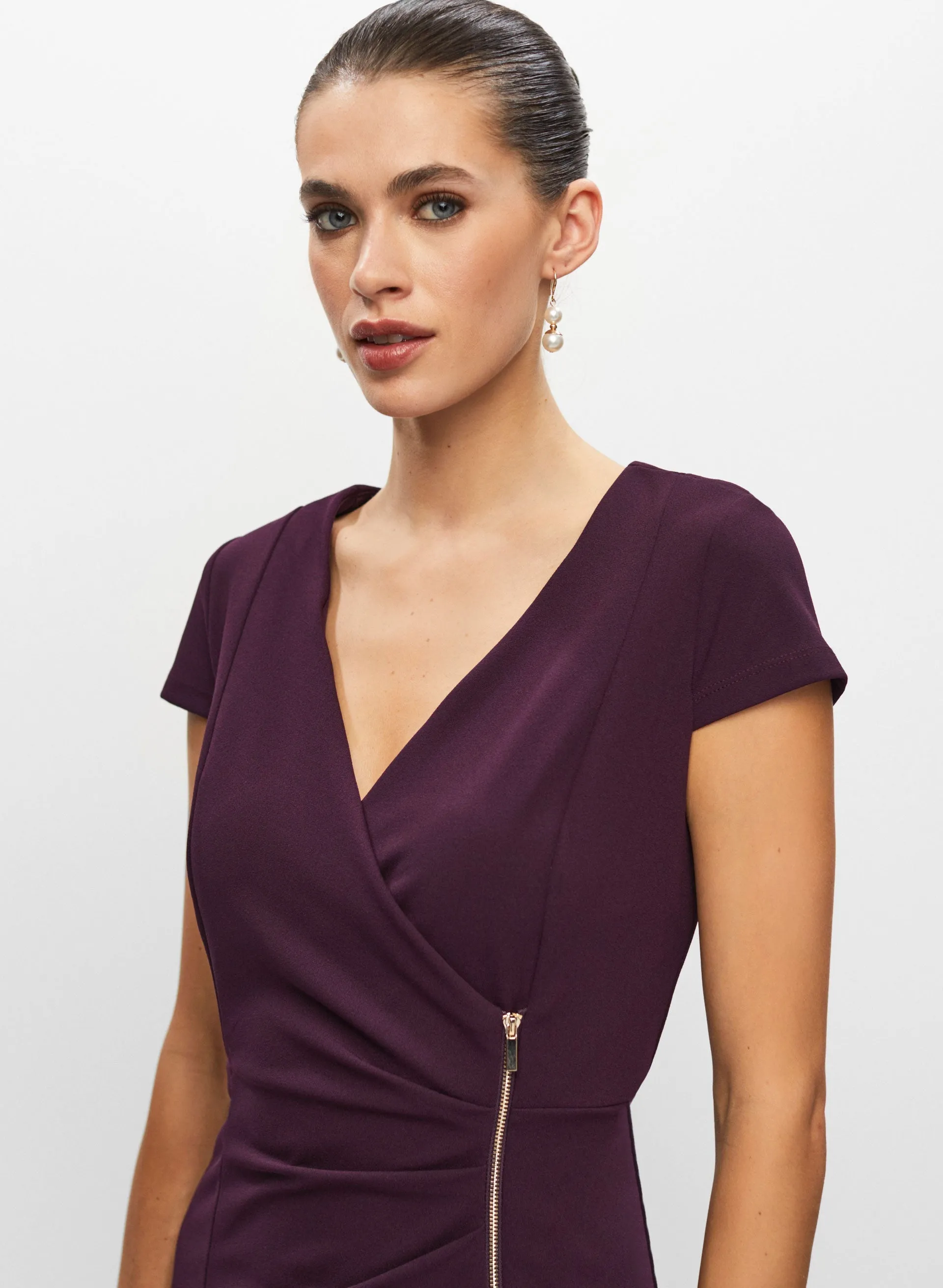 Wrap Style Zip Detail Dress